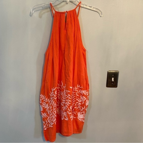 Lucky Brand boho embroidered halter orange dress size small - Picture 3 of 6